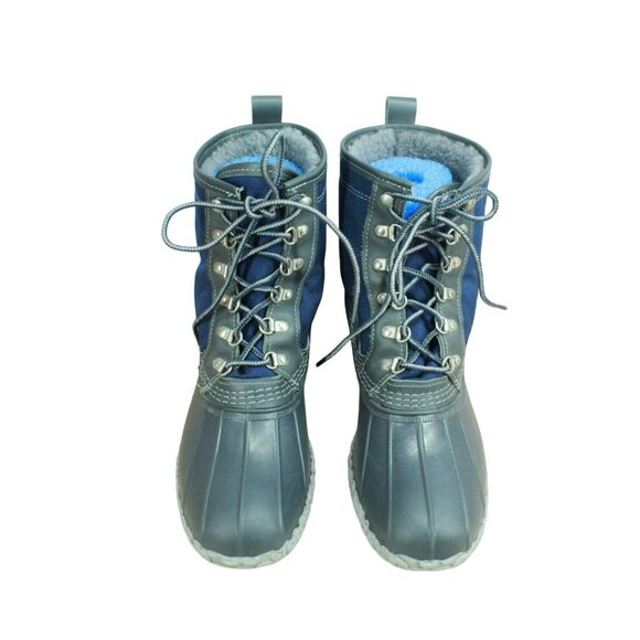 LL Bean Blue Canvas 8" Lace Up Shearling Lined Ankle Duck Boots Size 9 M - Picture 5 of 10